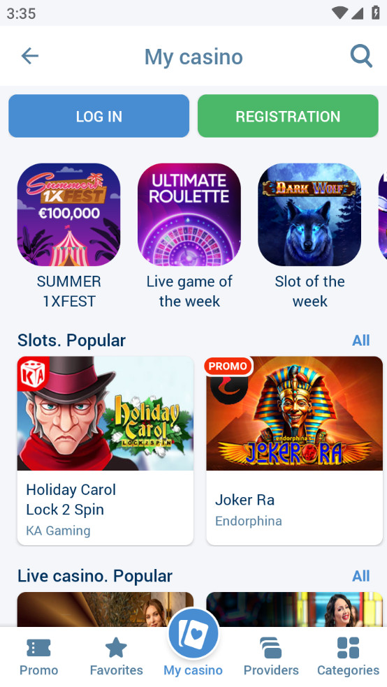 Application mobile du jeu principal du bookmaker 1xbet - screen 2